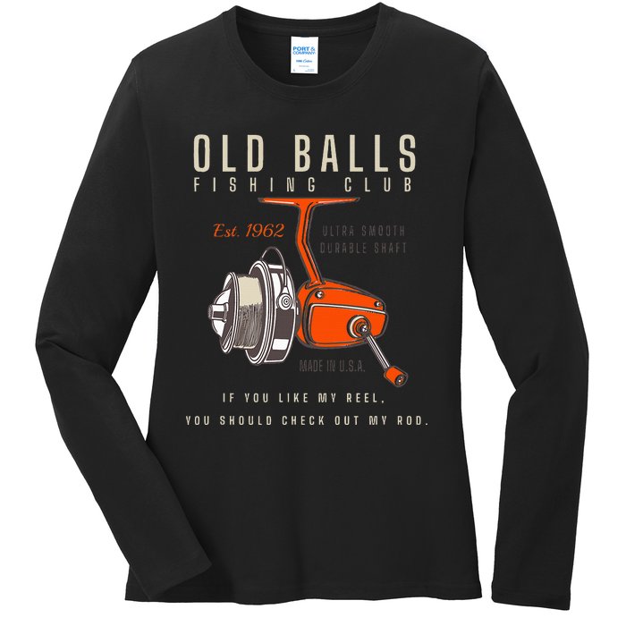 60th Birthday Fishing Pun Over The Hill 60 Ladies Long Sleeve Shirt