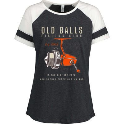 60th Birthday Fishing Pun Over The Hill 60 Enza Ladies Jersey Colorblock Tee