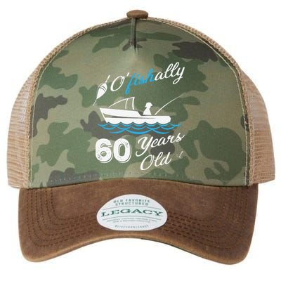 60th Birthday Fishing Boat 60 Years Old Fisherman Legacy Tie Dye Trucker Hat