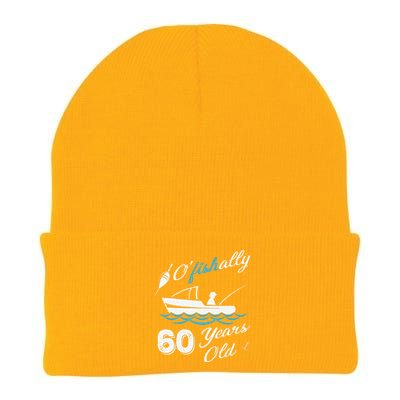 60th Birthday Fishing Boat 60 Years Old Fisherman Knit Cap Winter Beanie