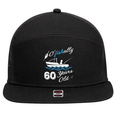 60th Birthday Fishing Boat 60 Years Old Fisherman 7 Panel Mesh Trucker Snapback Hat