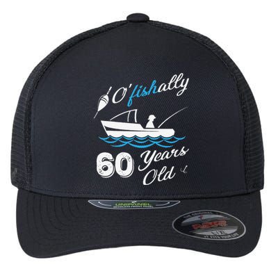 60th Birthday Fishing Boat 60 Years Old Fisherman Flexfit Unipanel Trucker Cap