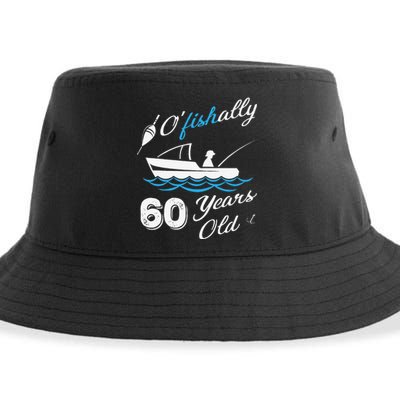 60th Birthday Fishing Boat 60 Years Old Fisherman Sustainable Bucket Hat