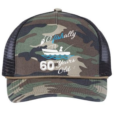 60th Birthday Fishing Boat 60 Years Old Fisherman Retro Rope Trucker Hat Cap