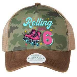 6th Birthday For Girl Roller Skates Rolling Into 6 Legacy Tie Dye Trucker Hat