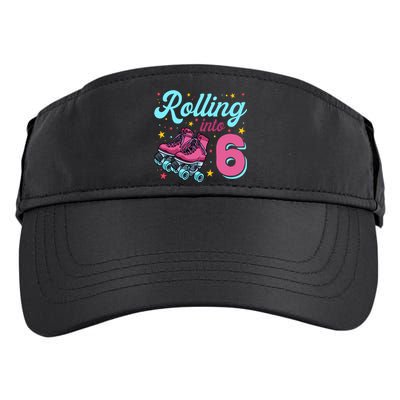 6th Birthday For Girl Roller Skates Rolling Into 6 Adult Drive Performance Visor