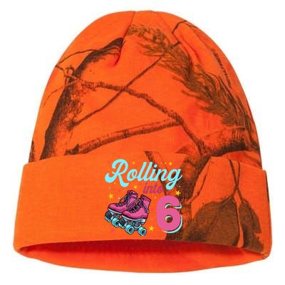 6th Birthday For Girl Roller Skates Rolling Into 6 Kati Licensed 12" Camo Beanie