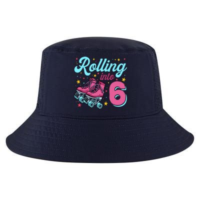 6th Birthday For Girl Roller Skates Rolling Into 6 Cool Comfort Performance Bucket Hat