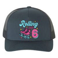 6th Birthday For Girl Roller Skates Rolling Into 6 Yupoong Adult 5-Panel Trucker Hat