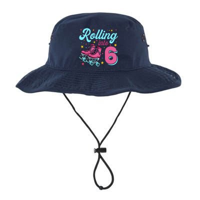 6th Birthday For Girl Roller Skates Rolling Into 6 Legacy Cool Fit Booney Bucket Hat