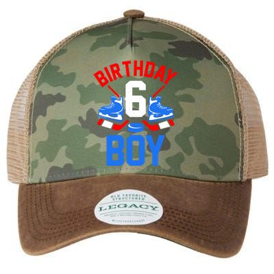 6th Birthday For Girl Boy 6 Yrs Old Ice Hockey Fan Legacy Tie Dye Trucker Hat