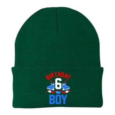 6th Birthday For Girl Boy 6 Yrs Old Ice Hockey Fan Knit Cap Winter Beanie