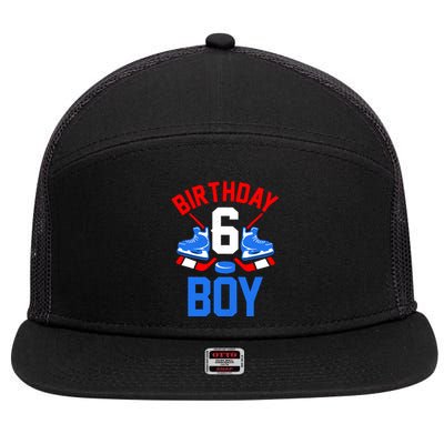 6th Birthday For Girl Boy 6 Yrs Old Ice Hockey Fan 7 Panel Mesh Trucker Snapback Hat