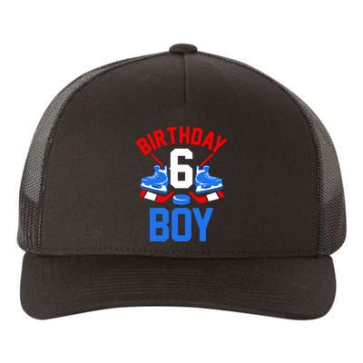 6th Birthday For Girl Boy 6 Yrs Old Ice Hockey Fan Yupoong Adult 5-Panel Trucker Hat