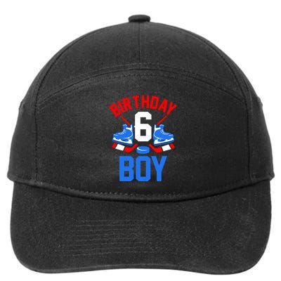 6th Birthday For Girl Boy 6 Yrs Old Ice Hockey Fan 7-Panel Snapback Hat