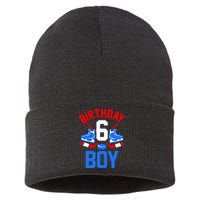 6th Birthday For Girl Boy 6 Yrs Old Ice Hockey Fan Sustainable Knit Beanie