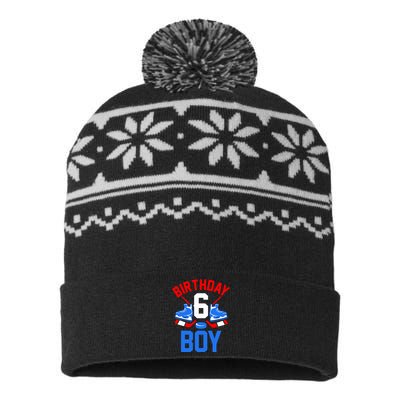 6th Birthday For Girl Boy 6 Yrs Old Ice Hockey Fan USA-Made Snowflake Beanie