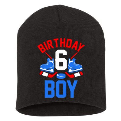 6th Birthday For Girl Boy 6 Yrs Old Ice Hockey Fan Short Acrylic Beanie