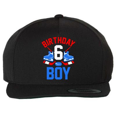 6th Birthday For Girl Boy 6 Yrs Old Ice Hockey Fan Wool Snapback Cap