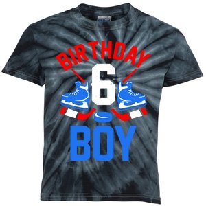 6th Birthday For Girl Boy 6 Yrs Old Ice Hockey Fan Kids Tie-Dye T-Shirt