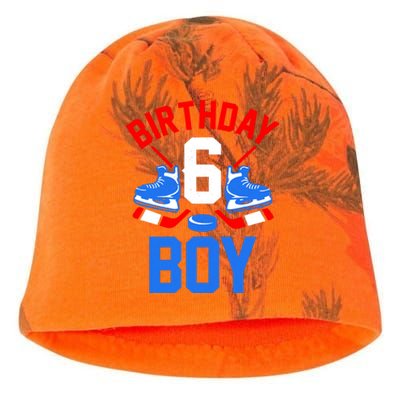 6th Birthday For Girl Boy 6 Yrs Old Ice Hockey Fan Kati - Camo Knit Beanie