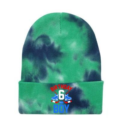 6th Birthday For Girl Boy 6 Yrs Old Ice Hockey Fan Tie Dye 12in Knit Beanie