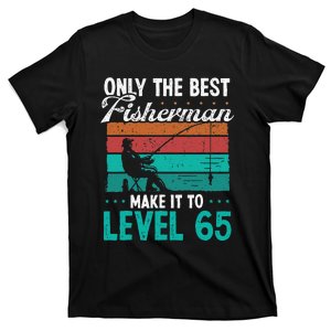 65 Birthday Fishing Level 65 Year Old Angler Fisherman T-Shirt