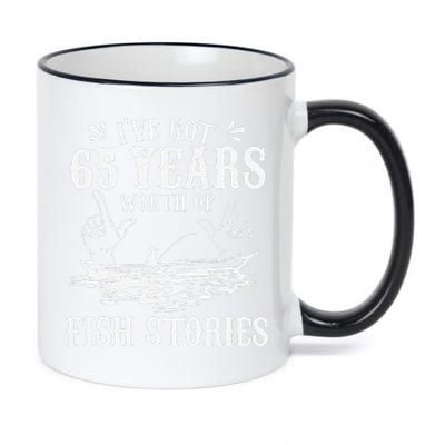 65th Birthday Fisherman Funny Bass Fishing Gift Idea 11oz Black Color Changing Mug