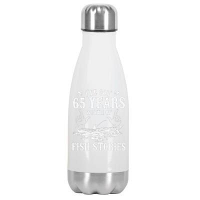 65th Birthday Fisherman Funny Bass Fishing Gift Idea Stainless Steel Insulated Water Bottle