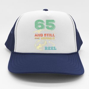 65th Birthday Fishing Design Turning 65 Fisherman Bass Fish Trucker Hat