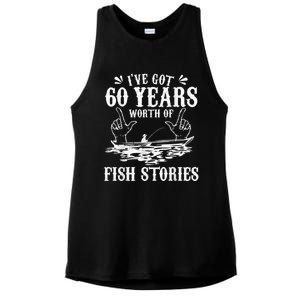 60th Birthday Fisherman  Funny Bass Fishing Gift Idea Ladies PosiCharge Tri-Blend Wicking Tank