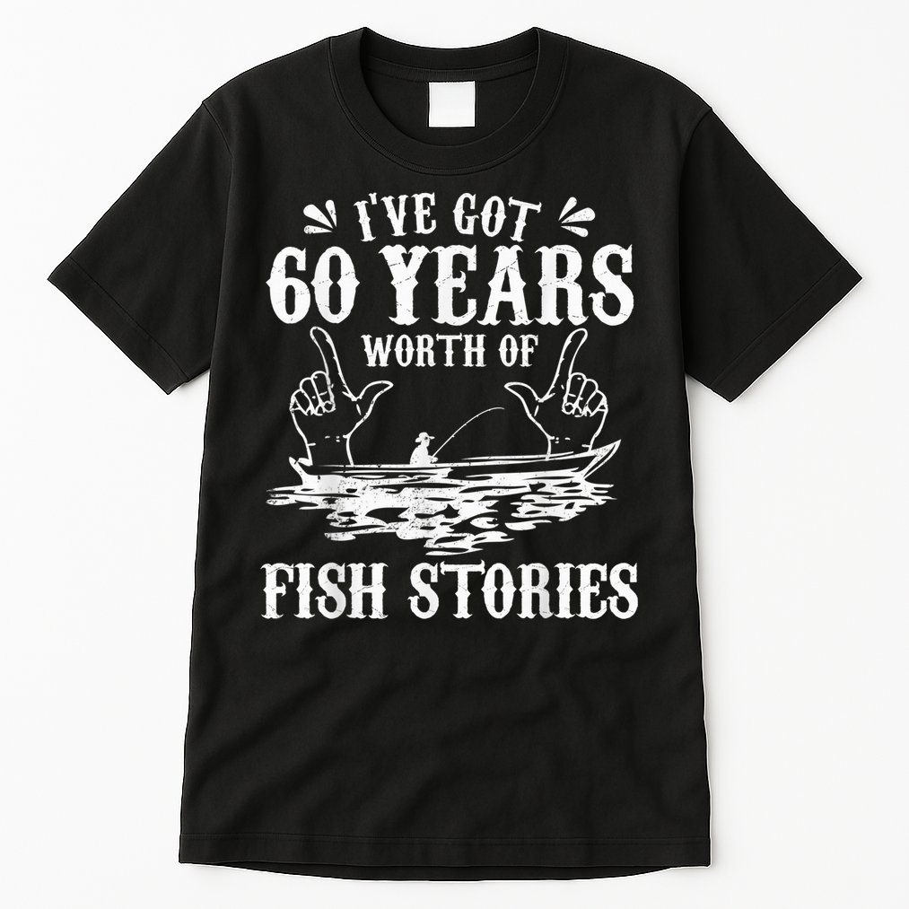 60th Birthday Fisherman  Funny Bass Fishing Gift Idea Tall T-Shirt