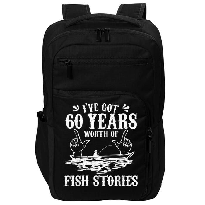 60th Birthday Fisherman  Funny Bass Fishing Gift Idea Impact Tech Backpack