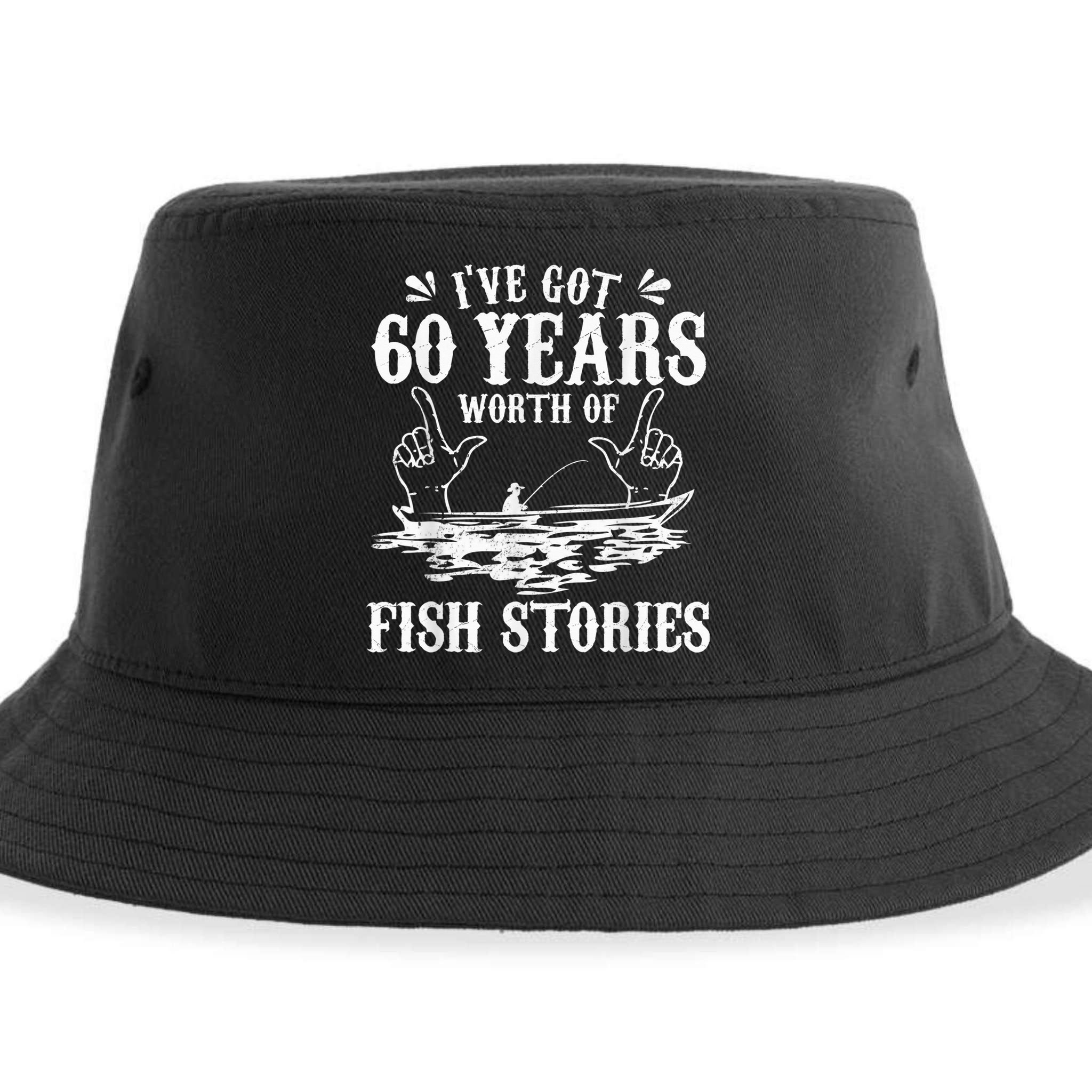 60th Birthday Fisherman  Funny Bass Fishing Gift Idea Sustainable Bucket Hat