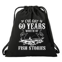 60th Birthday Fisherman  Funny Bass Fishing Gift Idea Drawstring Bag