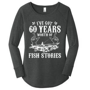 60th Birthday Fisherman  Funny Bass Fishing Gift Idea Women's Perfect Tri Tunic Long Sleeve Shirt