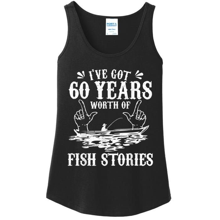 60th Birthday Fisherman  Funny Bass Fishing Gift Idea Ladies Essential Tank