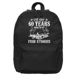 60th Birthday Fisherman  Funny Bass Fishing Gift Idea 16 in Basic Backpack