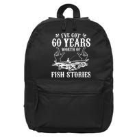 60th Birthday Fisherman  Funny Bass Fishing Gift Idea 16 in Basic Backpack