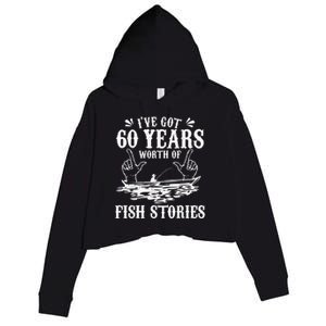 60th Birthday Fisherman  Funny Bass Fishing Gift Idea Crop Fleece Hoodie