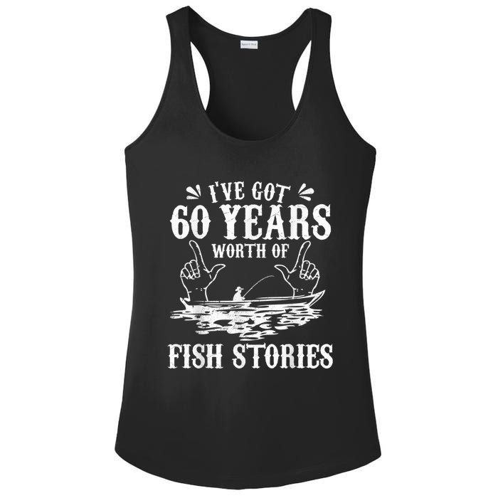 60th Birthday Fisherman  Funny Bass Fishing Gift Idea Ladies PosiCharge Competitor Racerback Tank