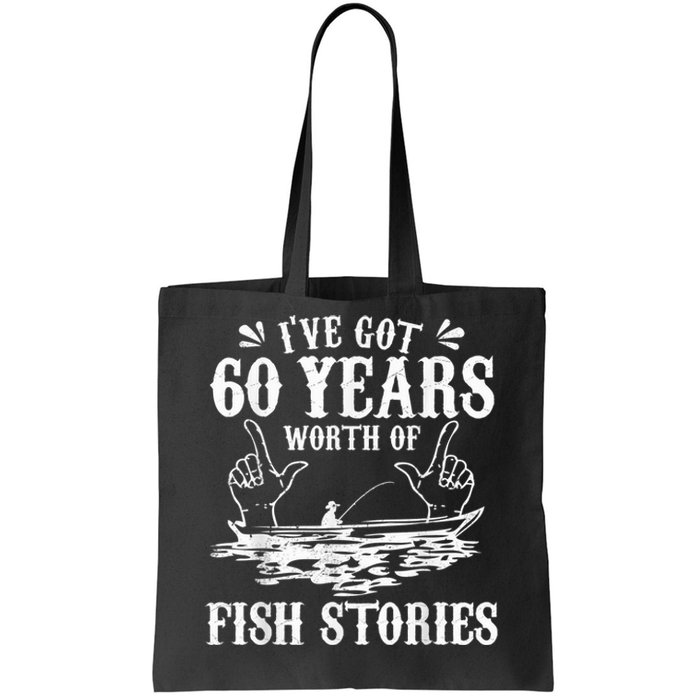 60th Birthday Fisherman  Funny Bass Fishing Gift Idea Tote Bag