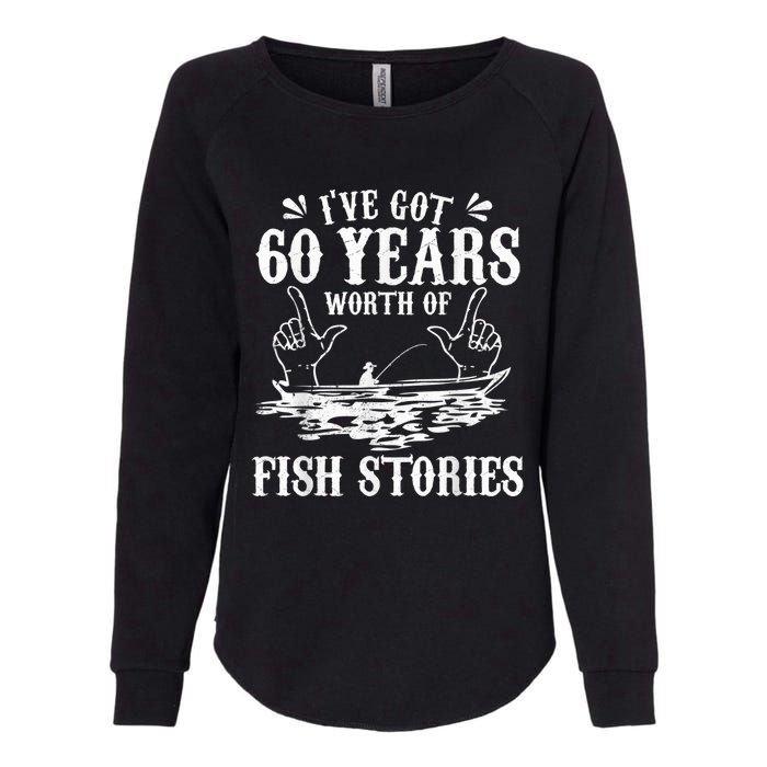 60th Birthday Fisherman  Funny Bass Fishing Gift Idea Womens California Wash Sweatshirt