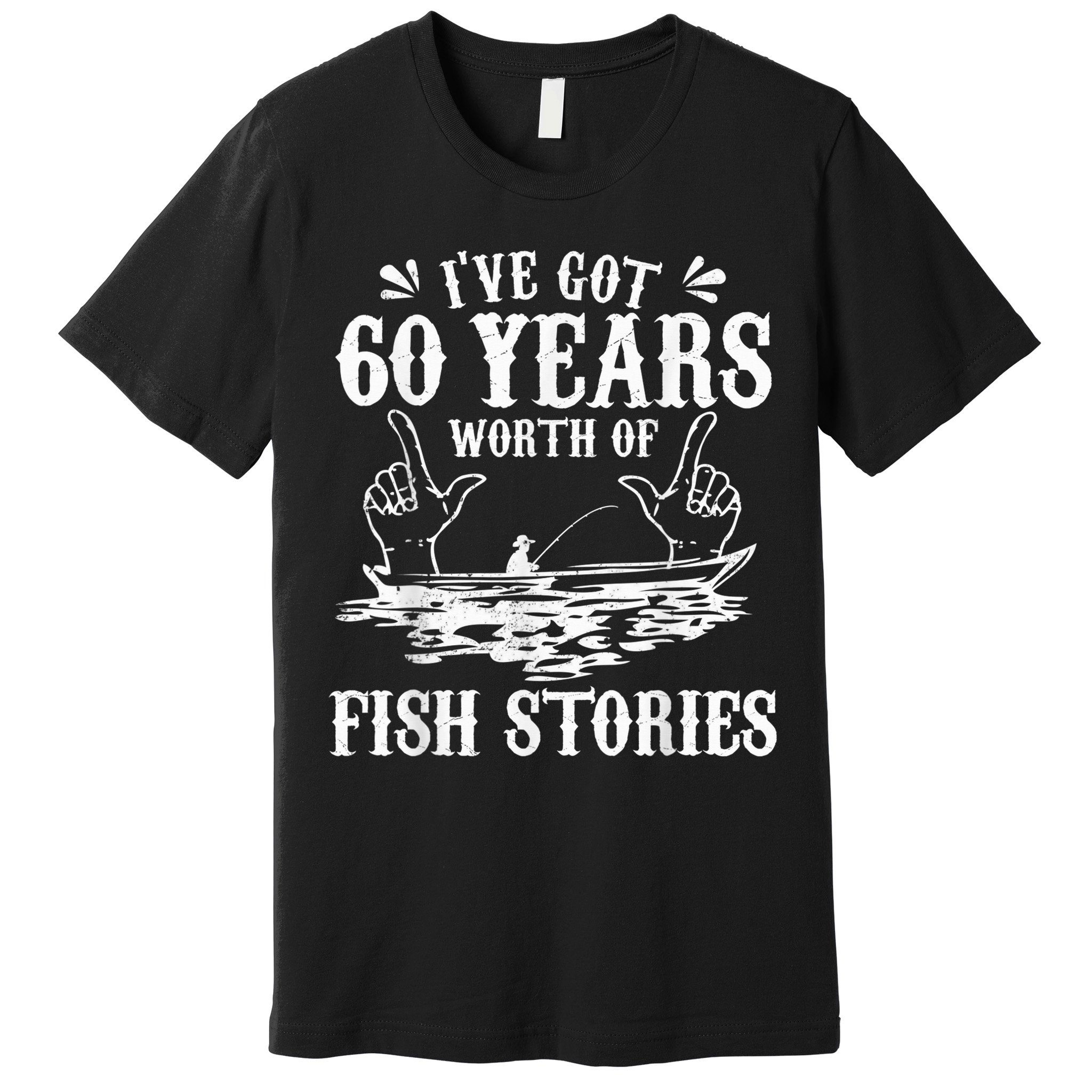 60th Birthday Fisherman  Funny Bass Fishing Gift Idea Premium T-Shirt