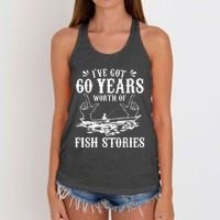 60th Birthday Fisherman  Funny Bass Fishing Gift Idea Women's Knotted Racerback Tank