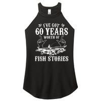 60th Birthday Fisherman  Funny Bass Fishing Gift Idea Women's Perfect Tri Rocker Tank