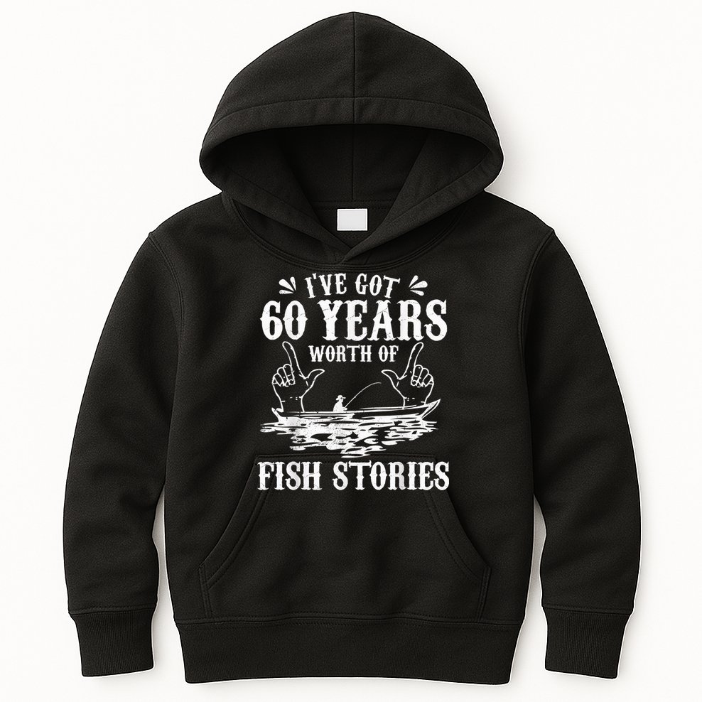 60th Birthday Fisherman  Funny Bass Fishing Gift Idea Kids Hoodie