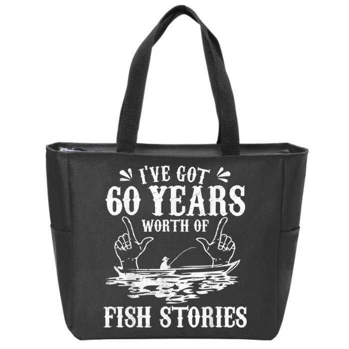 60th Birthday Fisherman  Funny Bass Fishing Gift Idea Zip Tote Bag