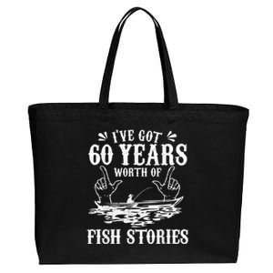 60th Birthday Fisherman  Funny Bass Fishing Gift Idea Cotton Canvas Jumbo Tote