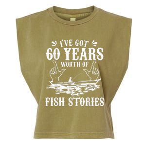 60th Birthday Fisherman  Funny Bass Fishing Gift Idea Garment-Dyed Women's Muscle Tee